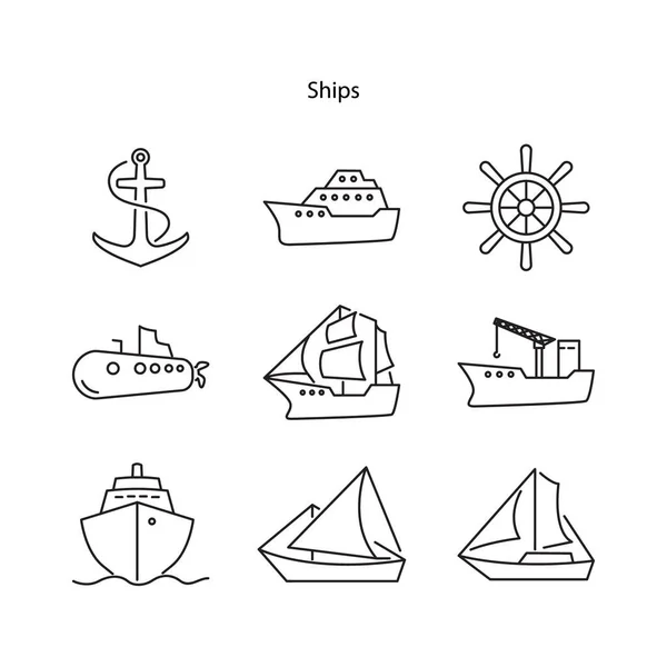 Набор Значков Кораблей Лодок — стоковое фото