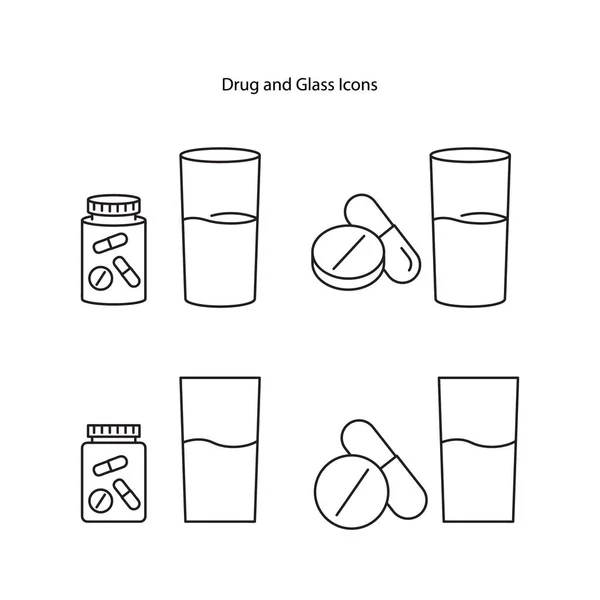 Conjunto Iconos Drogas Vidrio Aislado Sobre Fondo Blanco Icono Drogas —  Fotos de Stock