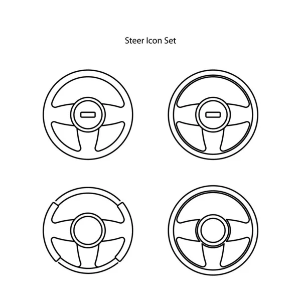 Volante Ícone Conjunto Isolado Fundo Branco Ícone Volante Linha Fina — Fotografia de Stock