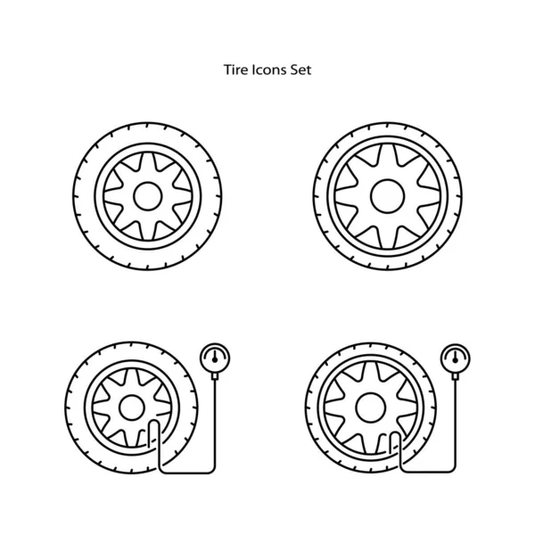Conjunto Iconos Neumáticos Aislados Sobre Fondo Blanco Icono Del Neumático —  Fotos de Stock