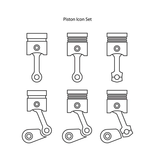 Набор Иконок Поршня Изолирован Белом Фоне Коллекции Автогонок Тонкий Контур — стоковое фото