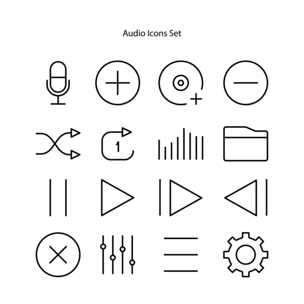 Audio Icons Set Isolated White Background User Interface Collection Audio — Stock Photo, Image