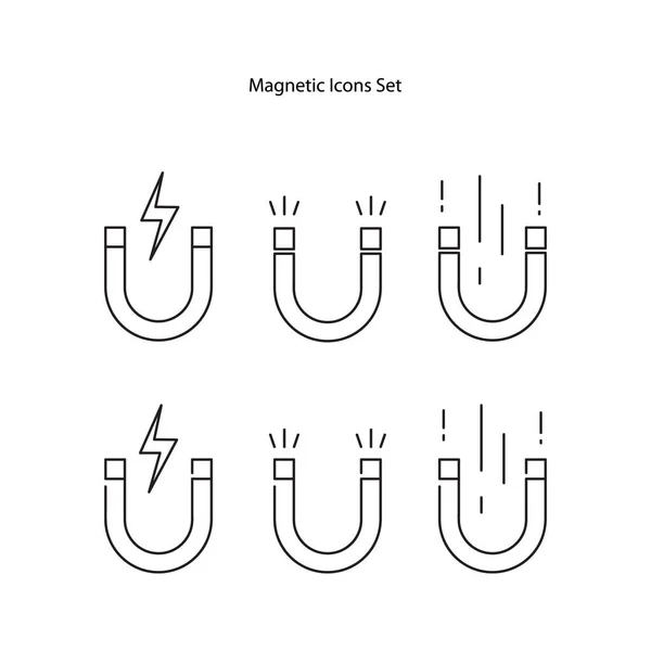 Magnet Ikon Som Isolerad Vit Bakgrund Magnet Ikon Tunn Linje — Stockfoto