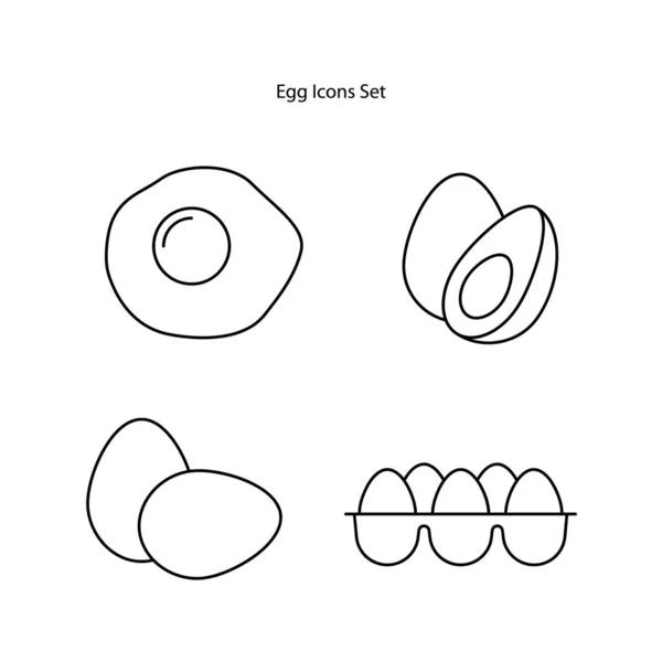 Іконки Яєць Встановлені Ізольовані Білому Тлі Колекції Продуктів Харчування Значок — стокове фото