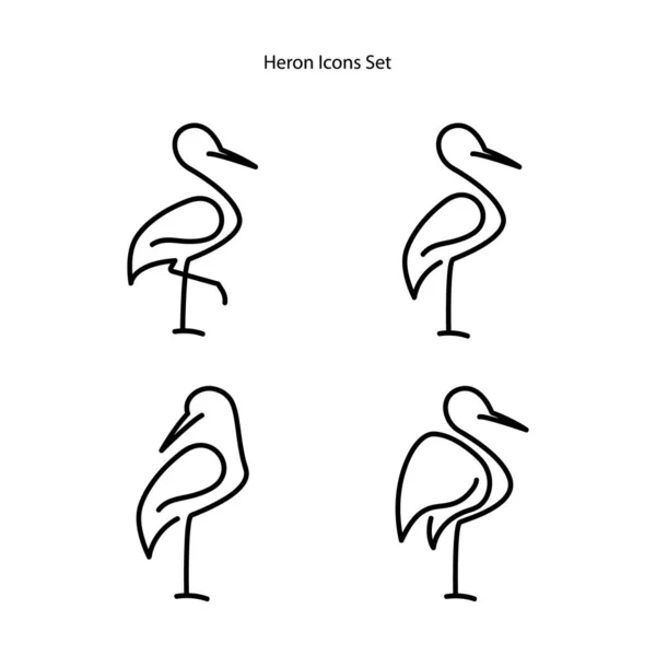 Flamingo logo vektör çizgisi. Monolin ikonu çizimi. Bir Satır Art Heron Logo Şablonu, balıkçıl simgeleri ayarlandı.