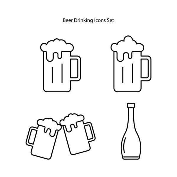 Beer Mug Icons Set Isolated White Background Beer Mug Icon — Stock Photo, Image