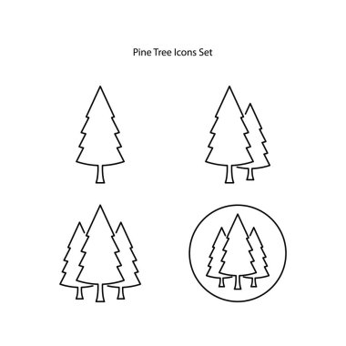 Çam simgeleri beyaz arkaplanda izole edildi. Çam ikonu modayı ve logo, ağ, uygulama ve UI için modern çam sembolü. Çam simgesi basit işareti.