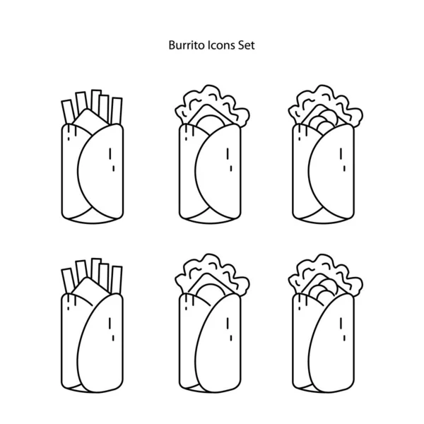 Dürüm simgesi beyaz arkaplanda izole edildi. Logo, web, uygulama ve UI için burrito ikonu ince çizgili doğrusal burrito sembolü. Burrito ikonu basit bir işaret. Fast food 