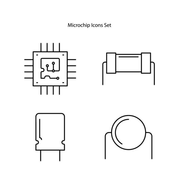 Iconos Microchip Aislados Sobre Fondo Blanco Colección Procesos Industriales Microchip — Foto de Stock