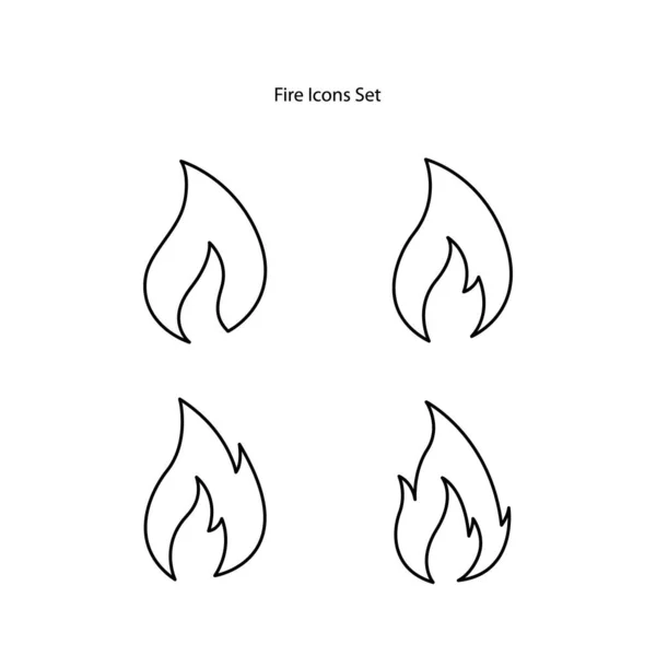 Огненные Иконки Белом Фоне Иконка Огня Тонкий Контур Линии Линейный — стоковое фото