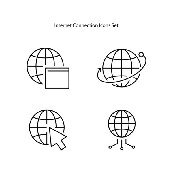 Internet Ikoner Isolerad Vit Bakgrund Internet Ikonen Tunn Linje Skissera — Stockfoto