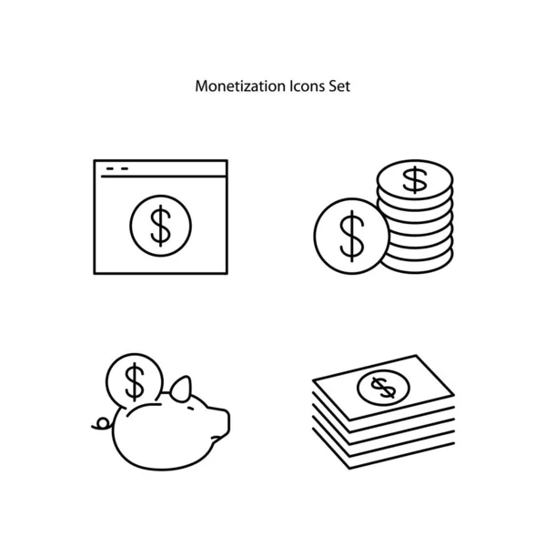 Monetizáció Ikonok Beállítva Elszigetelt Fehér Háttérrel Monetization Ikon Trendi Modern — Stock Fotó
