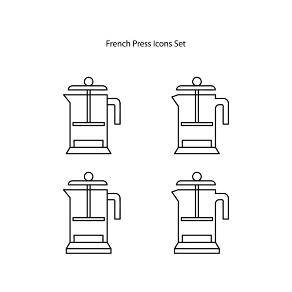 Francuski Prasa Ikony Zestaw Izolowane Białym Tle Francuski Prasa Ikona — Zdjęcie stockowe
