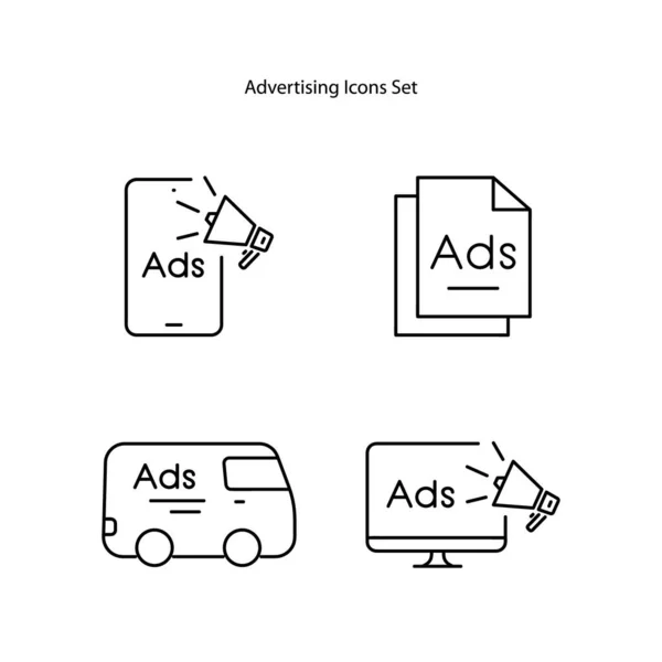 Reklam Ikoner Som Isolerad Vit Bakgrund Reklam Ikon Tunn Linje — Stockfoto