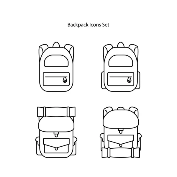 Іконки Рюкзака Встановлені Ізольовані Білому Тлі Значок Рюкзака Тонка Лінія — стокове фото