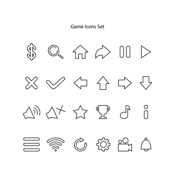 Spel Ikoner Som Isolerad Vit Bakgrund Spel Ikon Tunn Linje — Stockfoto