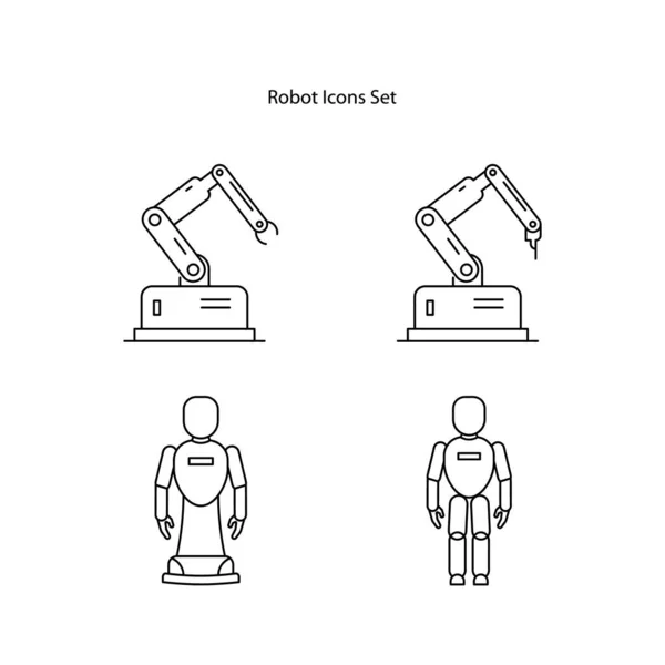 Robot simgeleri beyaz arkaplanda izole edildi. Logo, ağ, uygulama ve UI için robot ikonu ince çizgi çizgisi çizgisel robot sembolü. robot simgesi basit işareti.