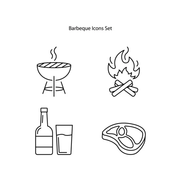 Barbekü simgeleri beyaz arkaplanda izole edildi. Logo, web, uygulama ve UI için barbekü ikonu ince çizgi ana hatlı çizgisel barbekü sembolü. Barbekü simgesi basit işaret.