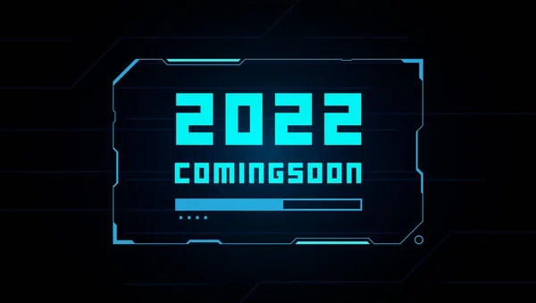 2022 Próximamente Barra Carga Marco Hud Futurista Diseño Vectores Neón — Archivo Imágenes Vectoriales