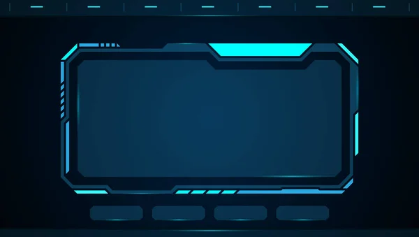Panneau Contrôle Bleu Abstrait Technologie Interface Hud Sur Fond Noir — Image vectorielle