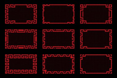 Çin kırmızı dikdörtgen çerçeve geometrik şekil vektör tasarımı.