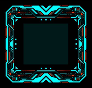 Çerçeve teknolojisi fütüristik hud soyut geometrik şekil vektörü dijital ortam için modern tasarım.
