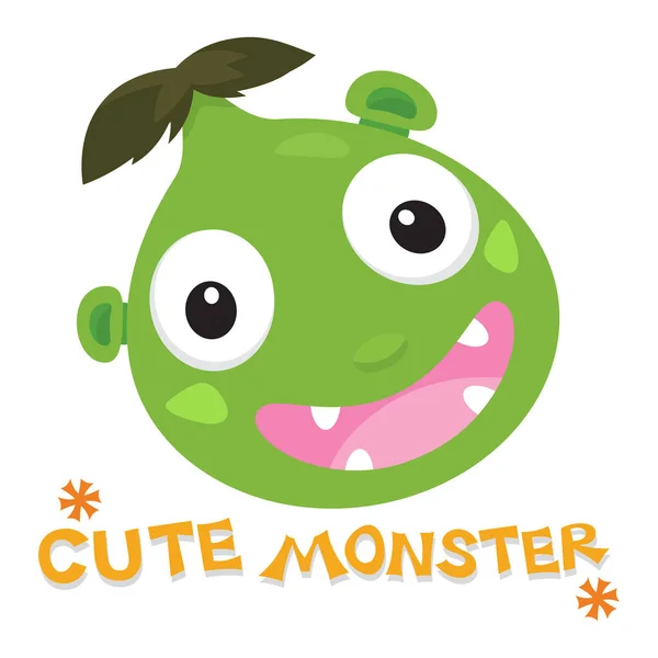 Cartoon Cute Monster Head Illustration Vector Cartoon — Stock Vector