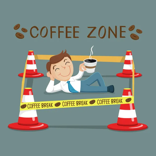 快乐的商人在咖啡区休息一下 喝咖啡时间休息一下 给咖啡充电 病媒图解 — 图库矢量图片