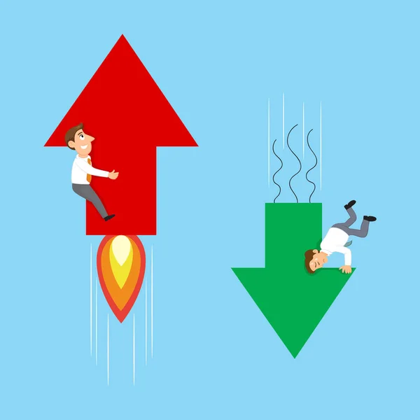 Businessman Ride Red Arrow While Other Man Ride Arrows Illustration — Stockvektor