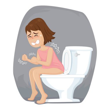 A woman suffering from constipation, Illustration vector cartoon