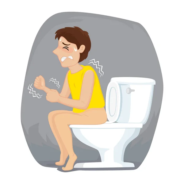 Man Suffering Constipation Illustration Vector Cartoon lizenzfreie Stockillustrationen