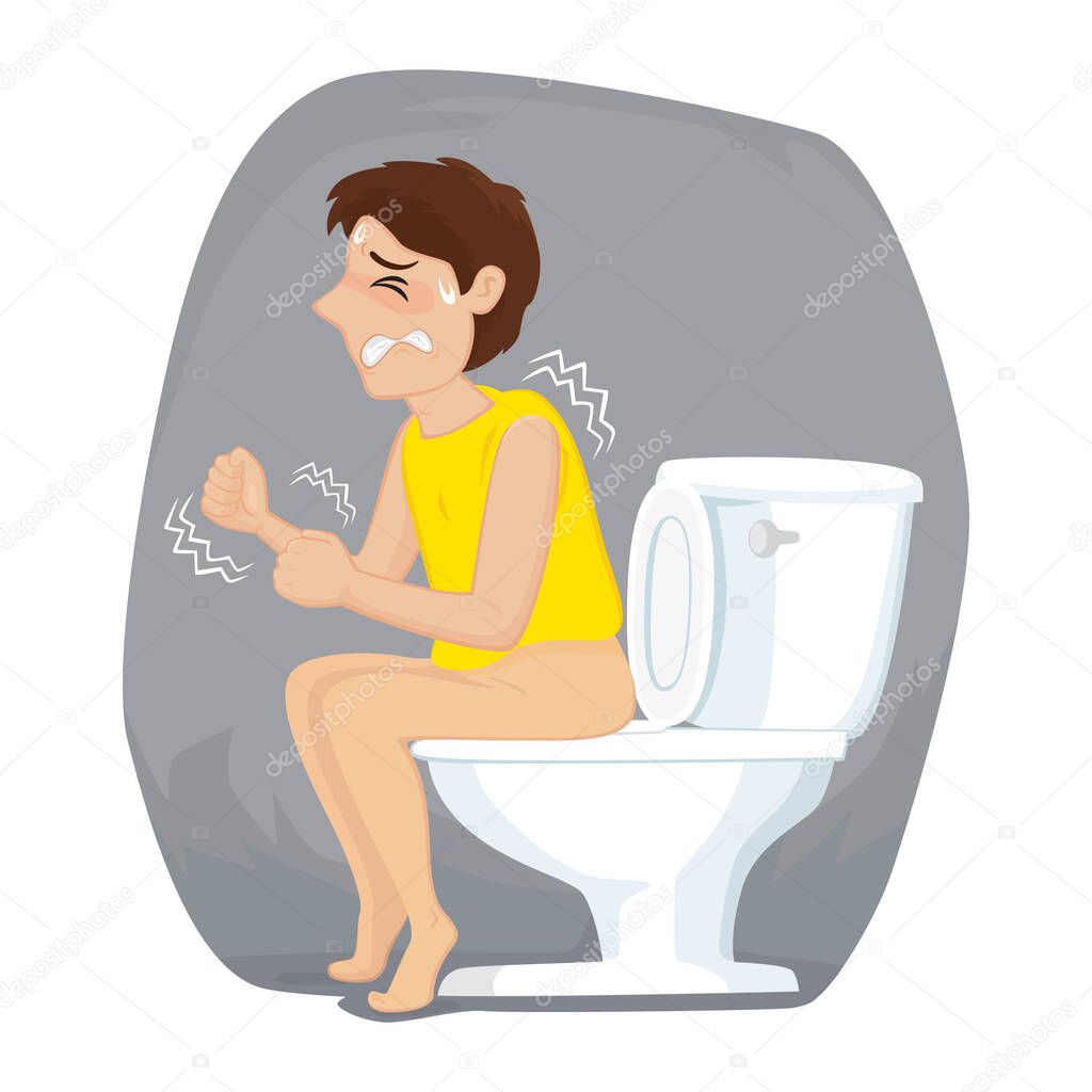 A man suffering from constipation, Illustration vector cartoon
