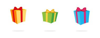 Hediye kutusu. Noel hediyeleri, hediye kutuları ve kış tatili hediyeleri. Vektör illüstrasyonu.