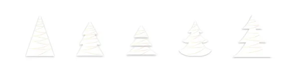 Vánoční Stromek Vektorová Ilustrace Bílá Vánoční Sbírka Stromků Stínem Šťastný — Stockový vektor