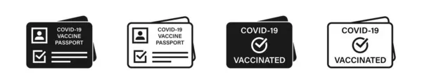 疫苗护照图标设置 疫苗证书卡 — 图库矢量图片