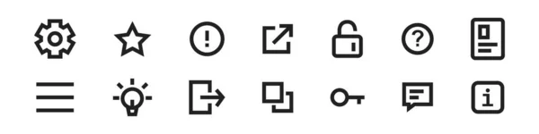 Lineare Symbole Auf Weißem Hintergrund Sammlung Von Liniensymbolen — Stockvektor