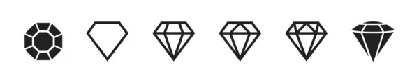 Juego Diamantes Ilustración Vectorial Aislada Colección Joyas Iconos Cristal Icono — Archivo Imágenes Vectoriales
