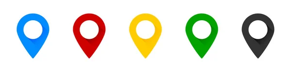 Mappa Icone Pin Puntatore Posizione Vettoriale Raccolta Simboli Pin — Vettoriale Stock