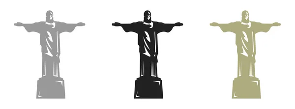 Estátua Cristo Salvador Ícone Silhueta —  Vetores de Stock