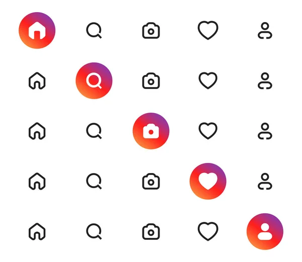 Social Media Icon Set Internet Network Icons Home Page Search — Stock Vector