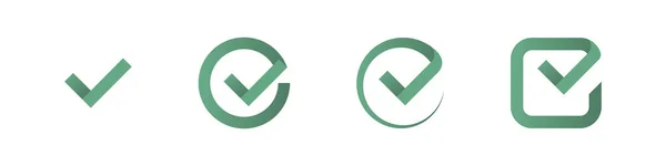 Zelená Značka Nastavena Označit Ikony Přechodových Stupňů Sbírka Značek Tick — Stockový vektor