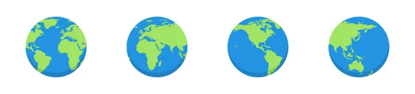 地球设定 世界地图呈球状 矢量孤立的例子 地球球体收集 — 图库矢量图片