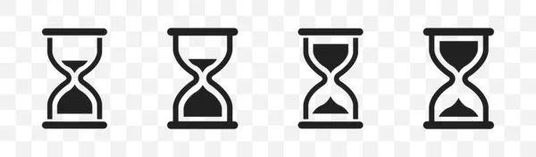 Набор Иконок Часов Иконки Песочного Стекла Прозрачном Фоне Векторная Иллюстрация — стоковый вектор