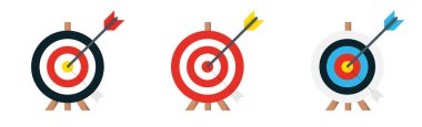 Okçuluk hedefi. Oklu hedef. Vektör illüstrasyonu.