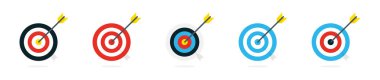 Okçuluk okuyla hedeflendi. Vektör çizimi. Oklu hedef. Hedef başarı konsepti. 