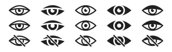 Conjunto Iconos Ilustración Vectorial Set Ojos Colección Iconos Ojo Negro — Vector de stock