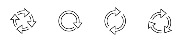 Набор Значков Стрелок Вращения Переработать Стрелку Символ Кругового Курсора Векторная — стоковый вектор