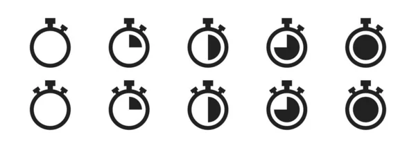 Uppsättning Timer Timerikon Uppsatt Vektor Isolerad Illustration Nedräkningsikoner Stoppur Symbolsamling — Stock vektor