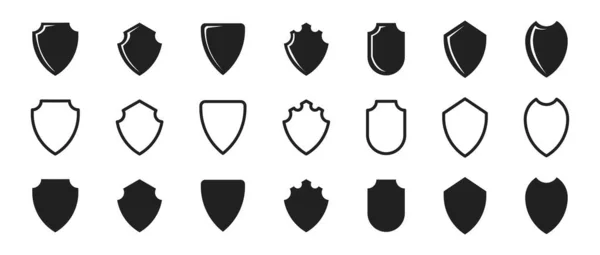 Conjunto Iconos Shields Conjunto Iconos Escudo Ilustración Vectorial Aislada Proteger — Archivo Imágenes Vectoriales