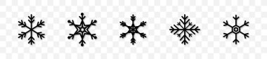 Snowflake icon set. Black snowflake collection. Vector illustration. 